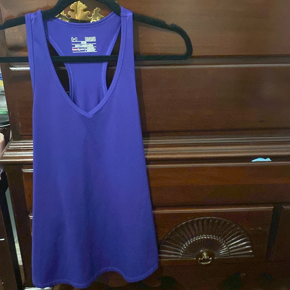 Purple under armor racer back shirt size medium